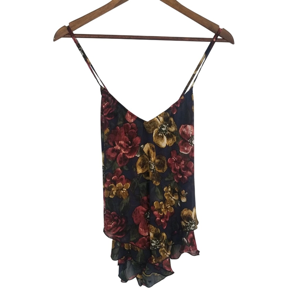 Abercrombie & Fitch Womens Floral Chiffon Tiered Ruffle Camisole Top M Fairycore